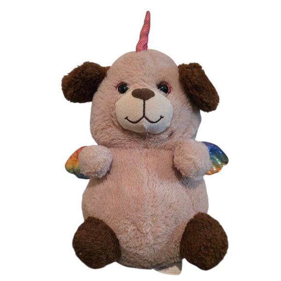 Unicorn KellyToy Puppy Dog Plush Stuffed Animal 11" Pink Blue Wings - Picture 1 of 10